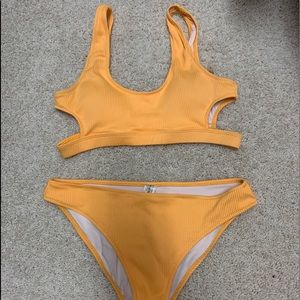 yellow cut out bikini